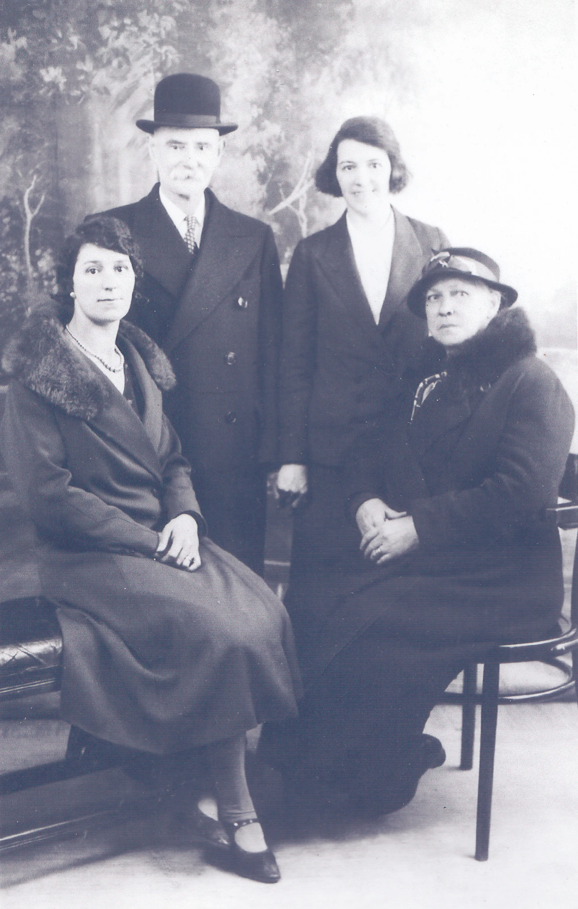 A black and white family portrait from about 1920